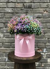 Цветочная композиция из Гипсофила и Розы в шляпной коробке #REPLACE_PRED# Печоре