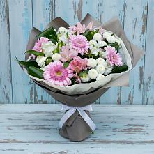 Букет цветов из:  Герберы, Альстромерии и Хризантемы в Печоре