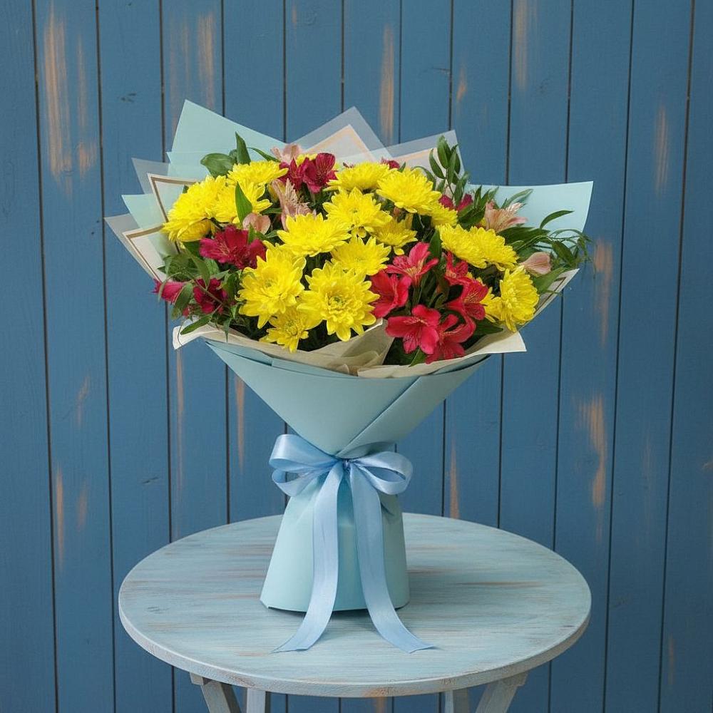 Букет цветов из: Альстромерии и Хризантемы в Печоре