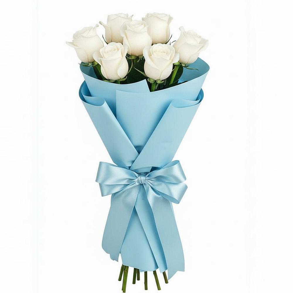 Букет 7 белых роз Проуд в Печоре