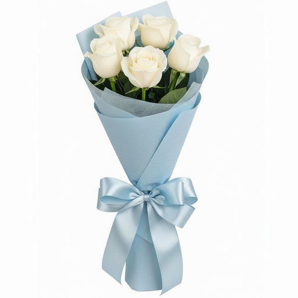 Букет 5 Белых роз Проуд в Печоре