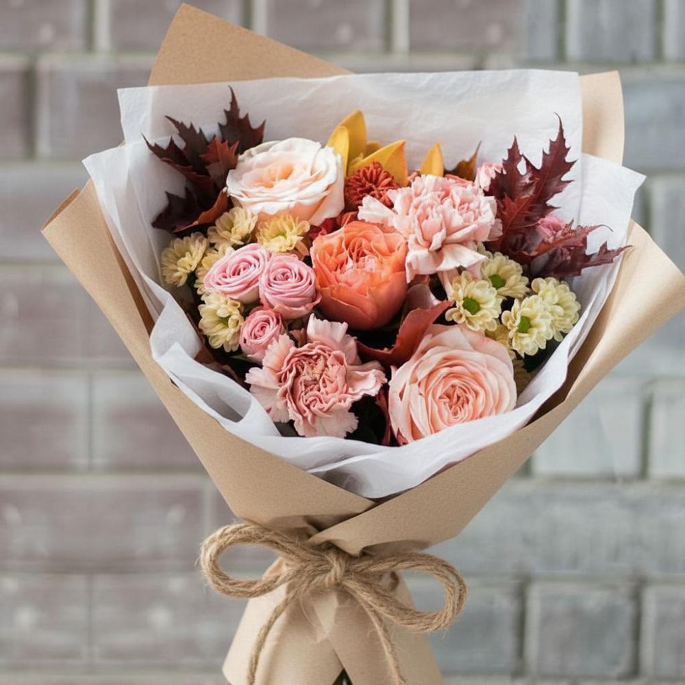 Букет цветов из: Гвоздики, Хризантемы и Розы в Печоре