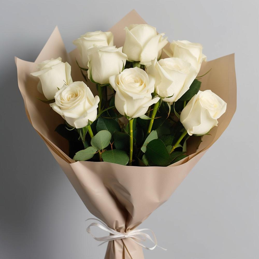 Букет 9 Белых роз Эдлесс Лав в Печоре