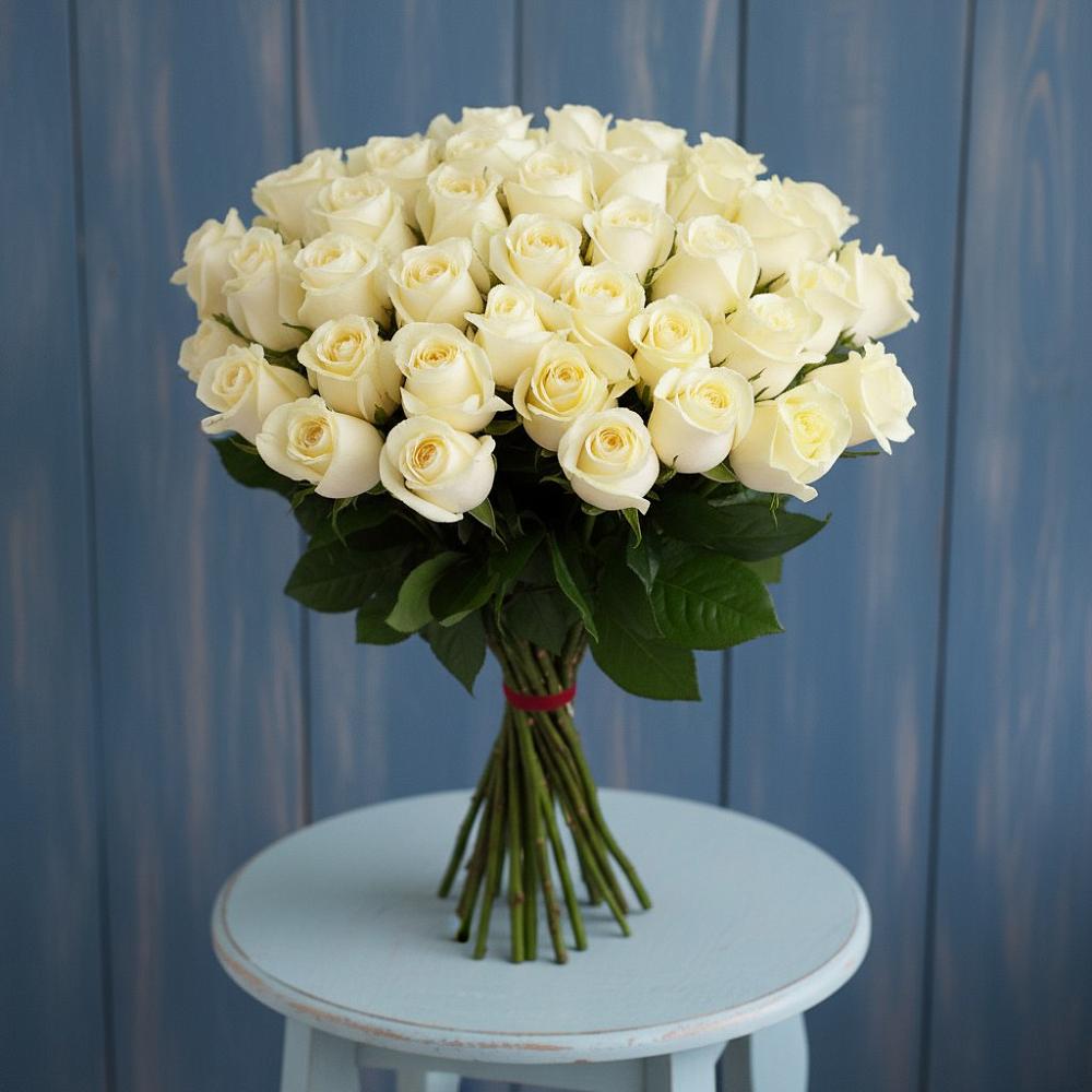 Букет 51 Белая роза Эдлесс Лав в Печоре