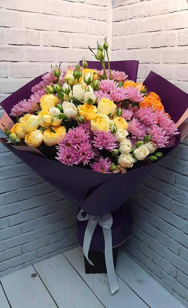 Букет цветов из: Хризантемы и Розы в Печоре