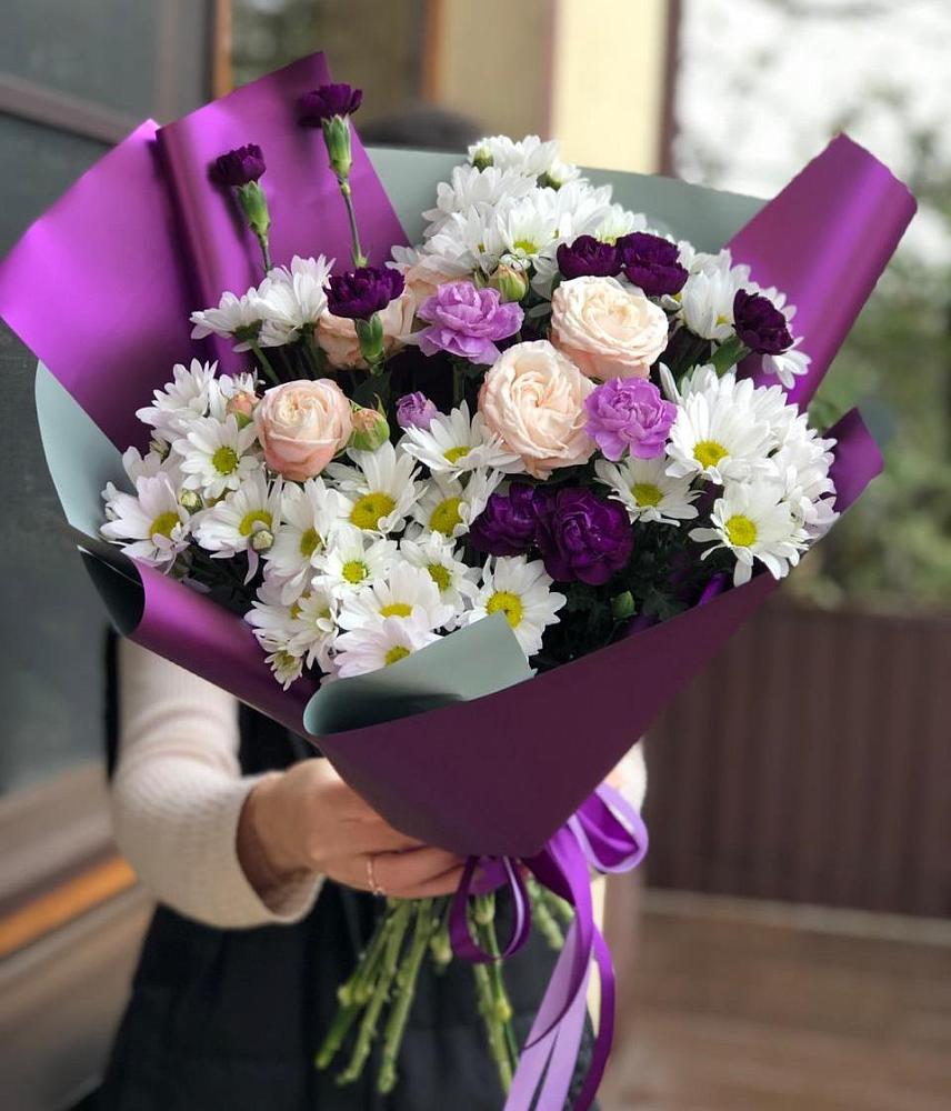 Букет цветов из: Хризантемы, Гвоздики и Розы в Печоре